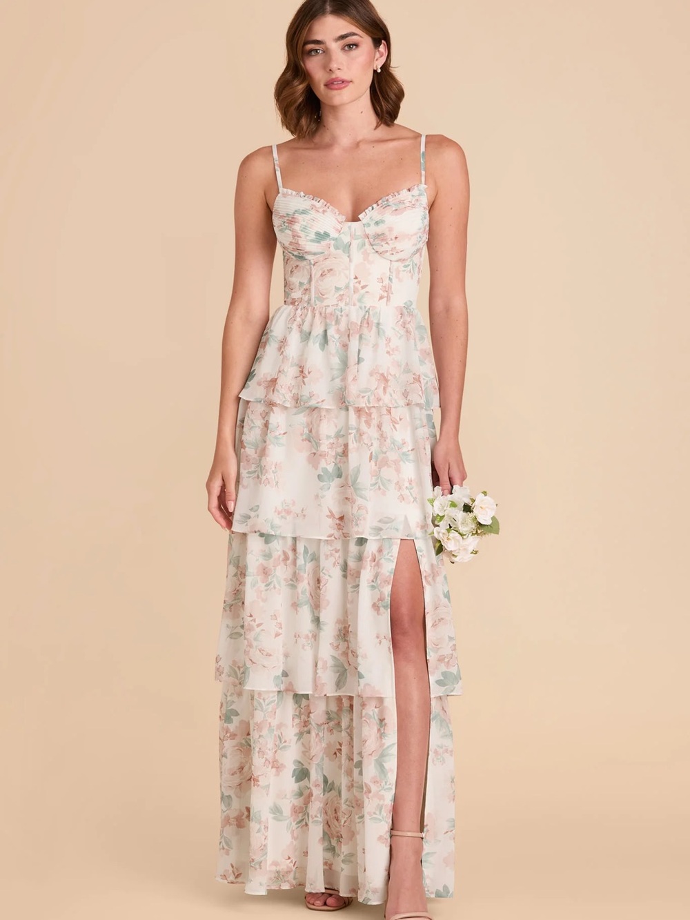 Birdy Grey Lola Dress in Chiffon Dusty Apricot Peonies
